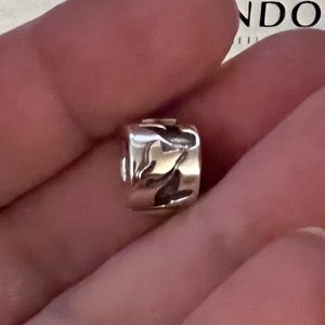 Pandora Silver Leaf Pattern Spacer Charm